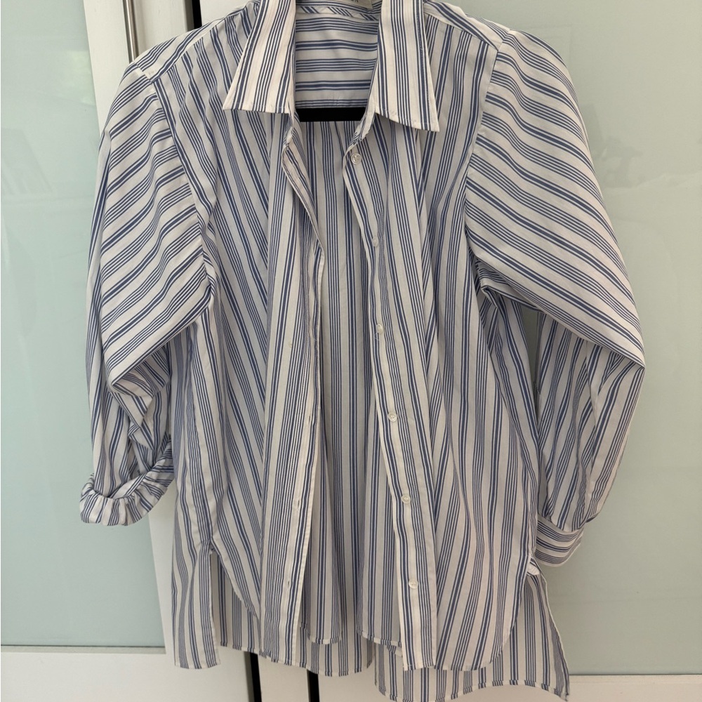 Doen Blue and White Striped Blouse
